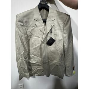 Vinci Super 150’s Suit 52L – Light Beige Check Blazer Designed in Italy